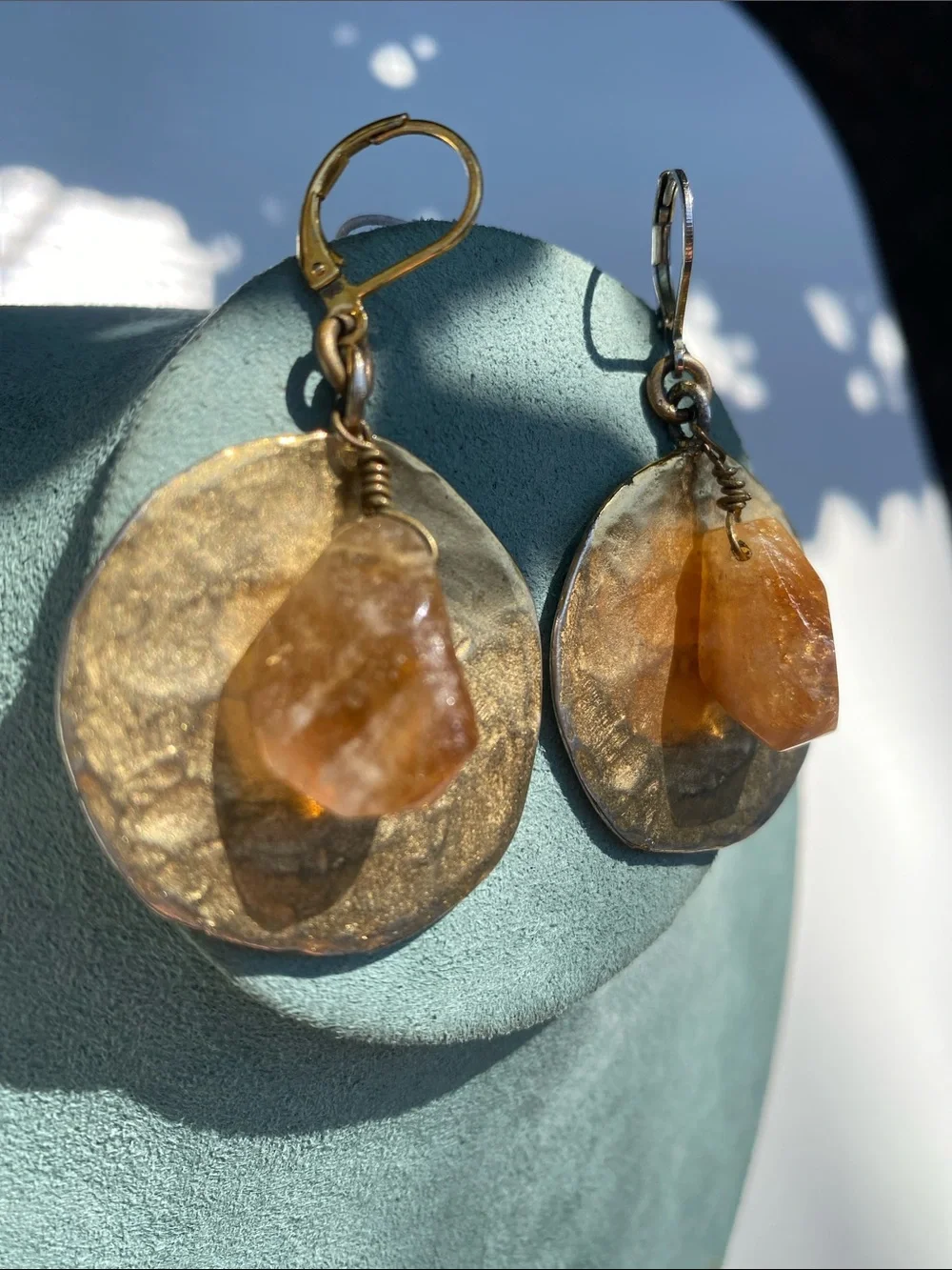 Kenneth Jay Lane Gold-Tone Disc Drop Earrings with Citrine Color Stone